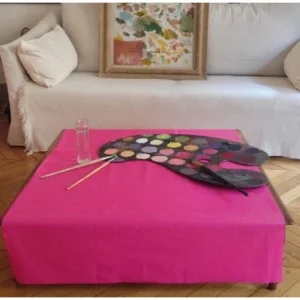  Tissu en coton enduit Uni fuchsia Fleur de Soleil