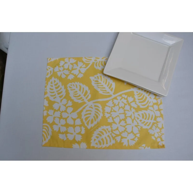 FLEUR DE SOLEIL  WIPE CLEAN PLACEMATS HYDRANGEA YELLOW