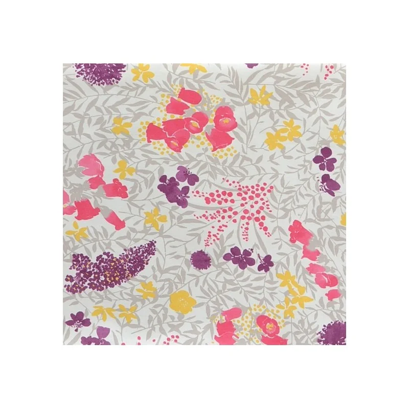  Tissu en coton enduit Mimosa Parme Fleur de Soleil