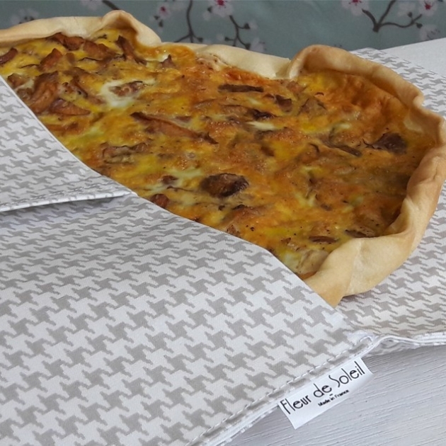 Sac à tarte enduit Pied de Poule Taupe Fleur de Soleil