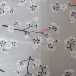 Cotton fabric Cherry Tree Gray Pink