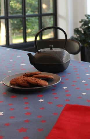 WIPE CLEAN TABLECLOTH STARS RED/BLUE Fleur de Soleil