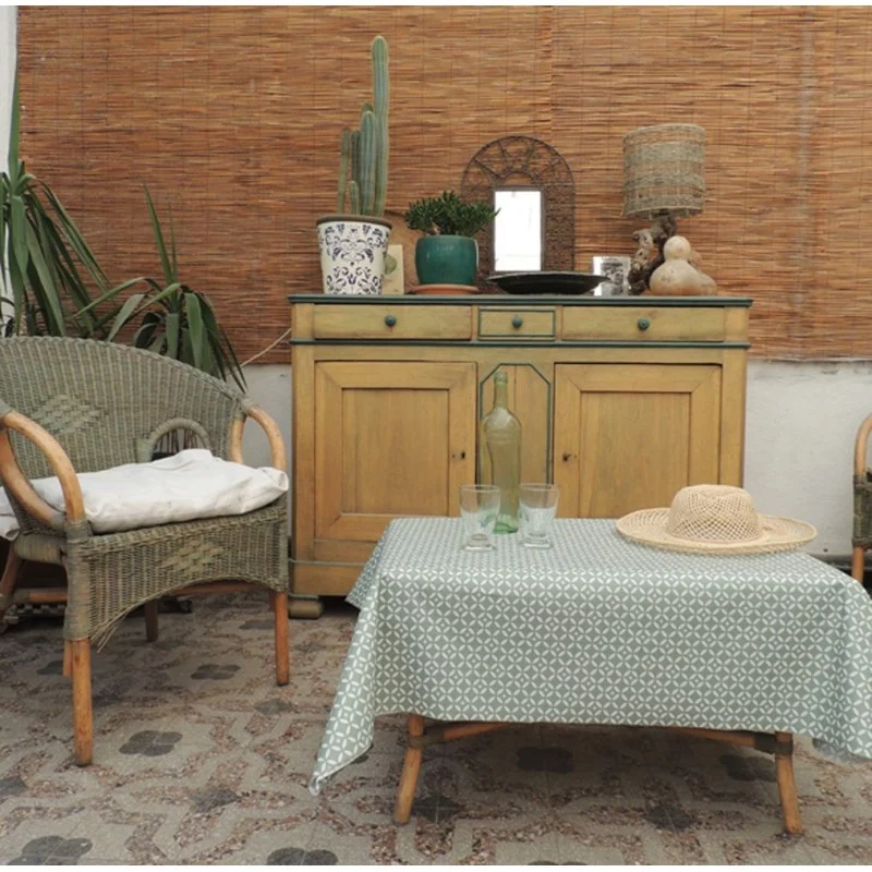 Tovaglia Rotonda o ovale Antimacchia Mosaico verde - Fleur de Soleil