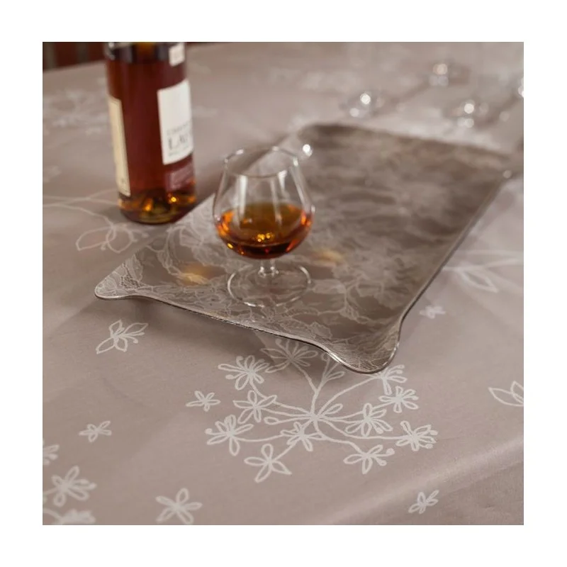  Nappe enduite fleurs beige Fleur de Soleil