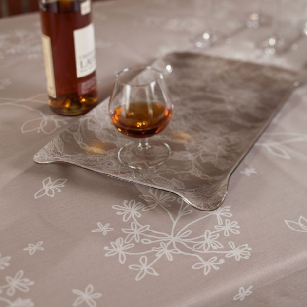  Nappe enduite fleurs beige Fleur de Soleil