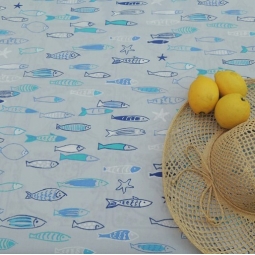 TESSUTO IMPERMEABILE AL METRO Pesce BLU - Fleur de Soleil