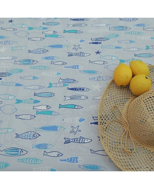  Tissu en coton enduit Poisson océan Fleur de Soleil