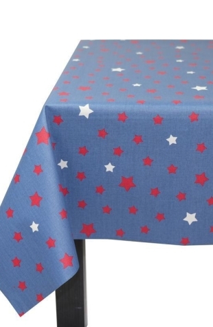 Wipe clean tablecloth Stars red/blue Fleur de Soleil