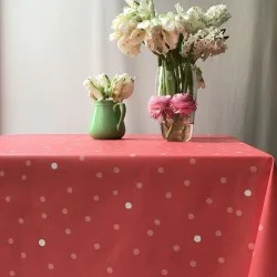 Wipe clean tablecloth Confettis Coral pink