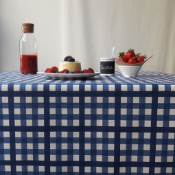 Wipe clean tablecloth Guinguette blue round or oval