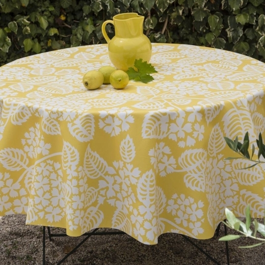 Nappe enduite ronde jaune stylisee