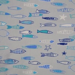 Wachstischdecke Rund oder Oval Fisch Türkis/Weiss - Fleur de Soleil