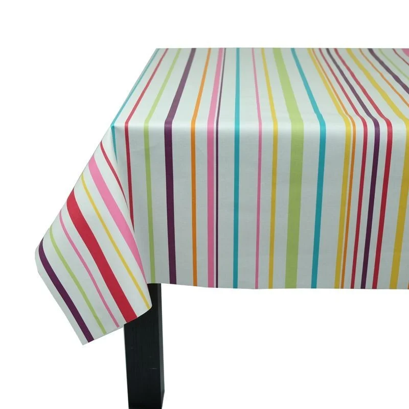 Nappe enduite Rayure multicolore  Fleur de Soleil