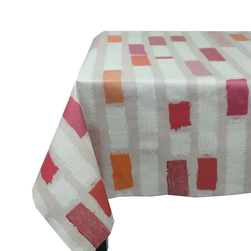 Nappe enduite ronde ou ovale Rayure Patch OrangeFleur de Soleil