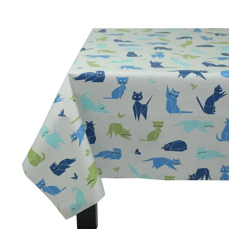 Wipe clean tablecloth Blue CatsFleur de Soleil