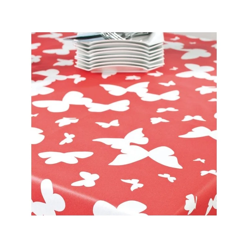  Tissu en coton enduit Papillon corail Fleur de Soleil