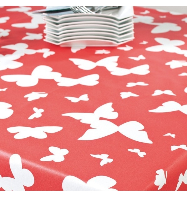  Tissu en coton enduit Papillon corail Fleur de Soleil