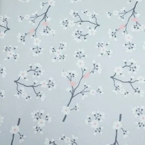 Wipe clean tablecloth Japanese Cherry Gray/pink round or ovalFleur de Soleil