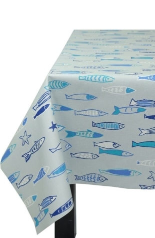 Tovaglia Antimacchia Rotonda o ovale Pesce blu - Fleur de Soleil