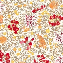 Tissu en coton enduit Mimosa RougeFleur de Soleil