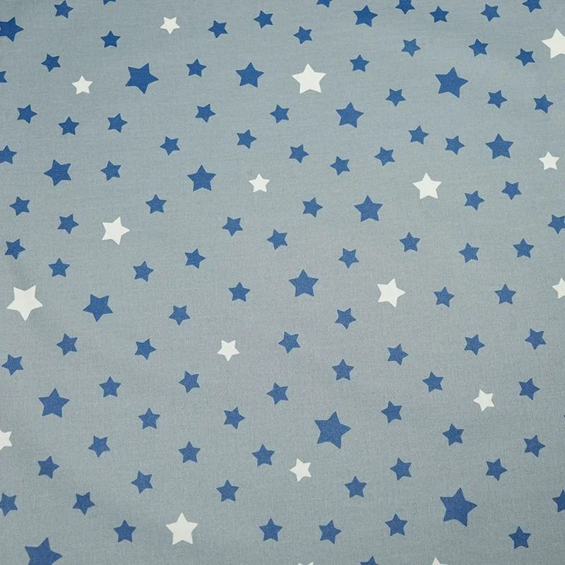 Beschichtete Baumwolle meterwarm Sterns grau/blau