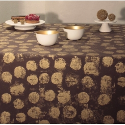  Nappe enduite Pastille or/chocolat Fleur de Soleil