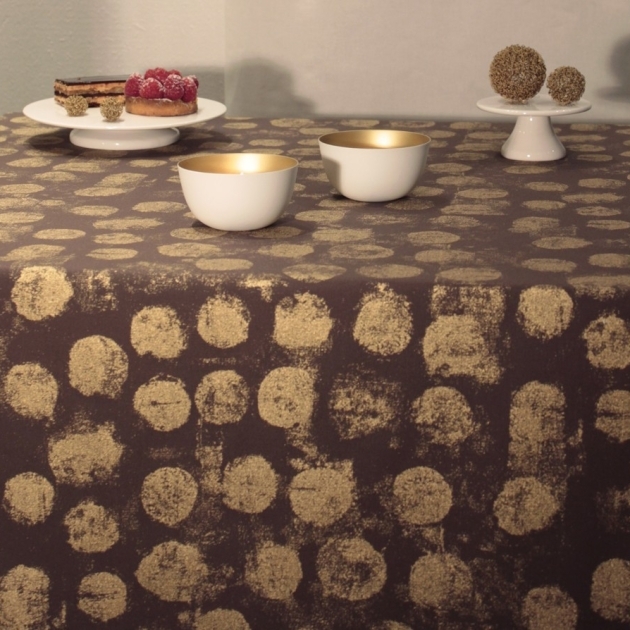 WIPE CLEAN TABLECLOTH PASTILLE CHOCOLATE Gold Fleur de Soleil