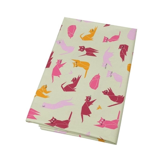 Tissu en coton enduit Chats rose