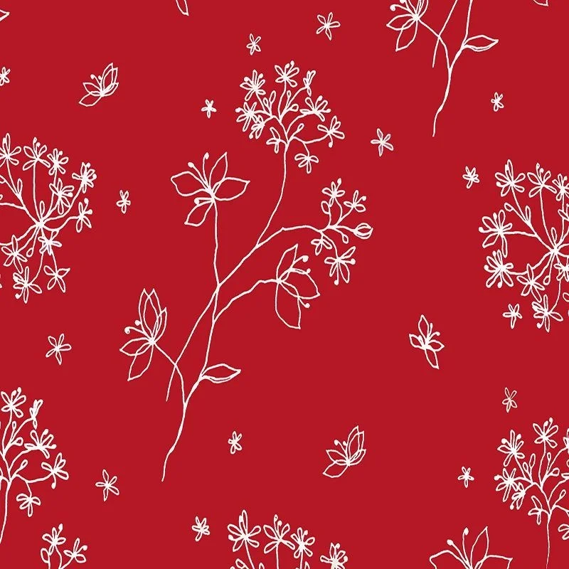 Wipe clean fabric cut Astrancia red