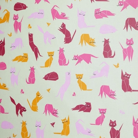 Baumwolle Stofflängen Katzen rosa