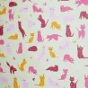 Cotton fabric cut Cats pink