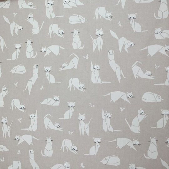 Coupon en coton 50x80cm Chats taupe