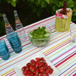 Wipe clean tablecloth multicolored Stripes