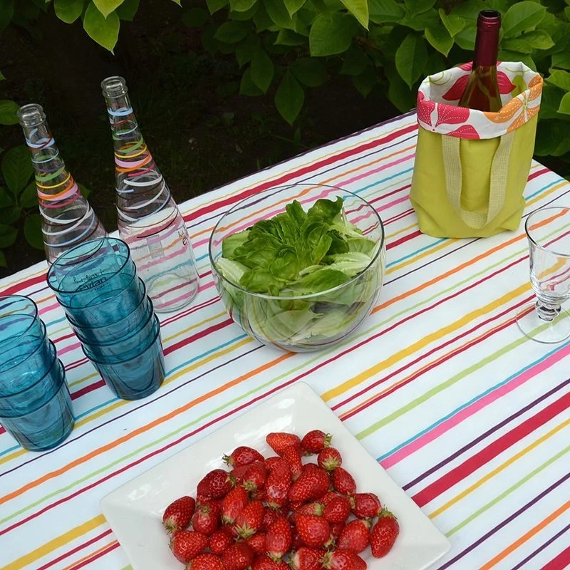 Nappe enduite Rayure multicolore Fleur de Soleil