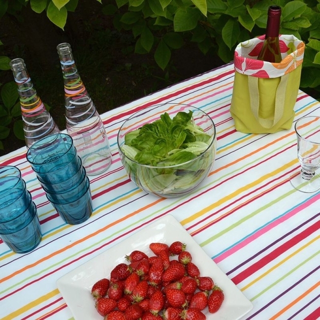 Nappe enduite Rayure multicolore Fleur de Soleil