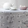 Wipe clean tablecloth Japanese Cherry Gray/pink round or oval