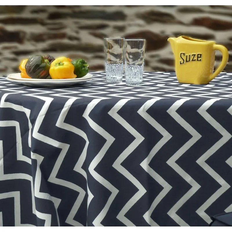Wipe clean tablecloth Herringbone black/graphite round or oval
