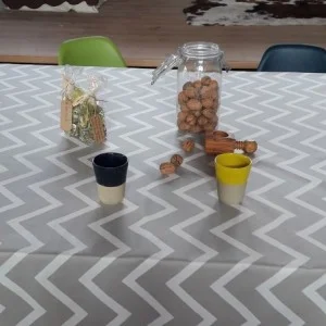 Nappe enduite Chevrons Beige Fleur de Soleil