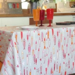 Wipe clean tablecloth Fish red round or oval