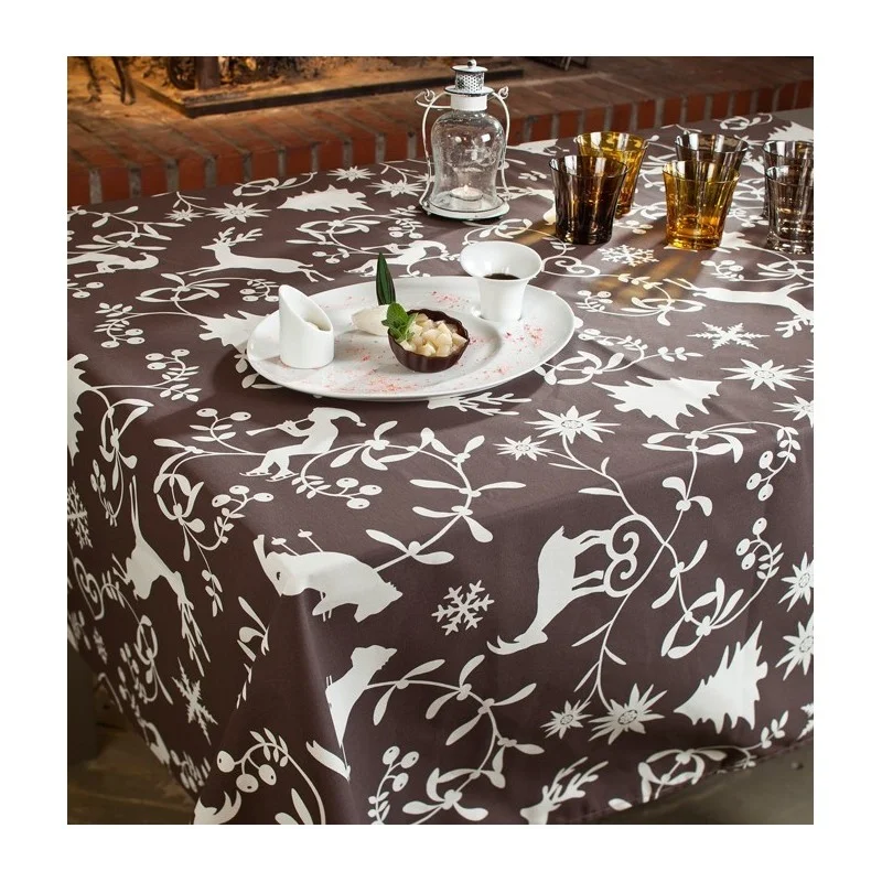  Nappe coton Montagne Chocolat Fleur de Soleil