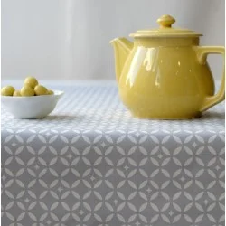 Tischdecke abwaschbar Mosaik Grau/ Weiss - Fleur de Soleil