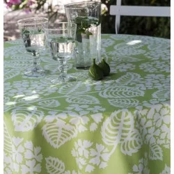 Wipe clean tablecloth Hydrangea green round or oval