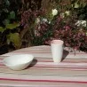 Wachstuch Gartentischdecke Rund oder Oval Streifen Braun - Fleur de Soleil