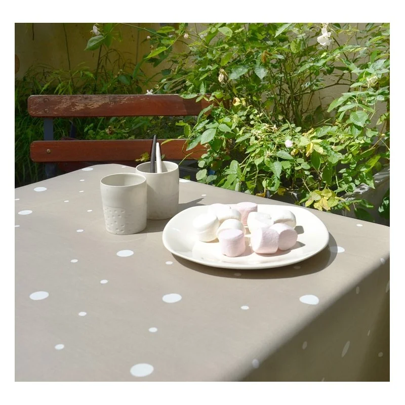  Nappe coton Pois Taupe Fleur de Soleil
