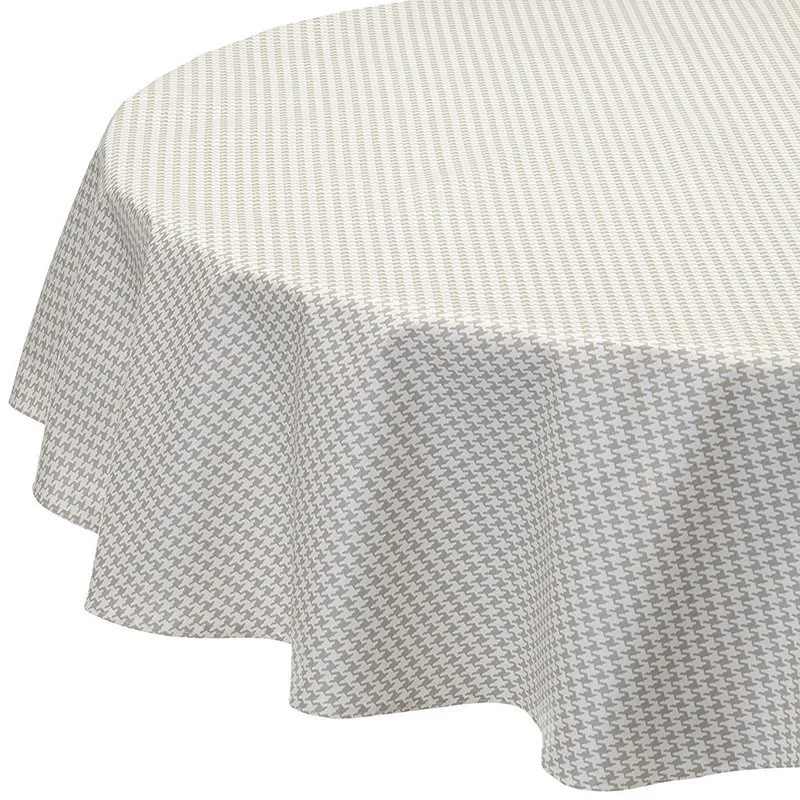 Nappe enduite ronde ou ovale Pied de Poule gris
