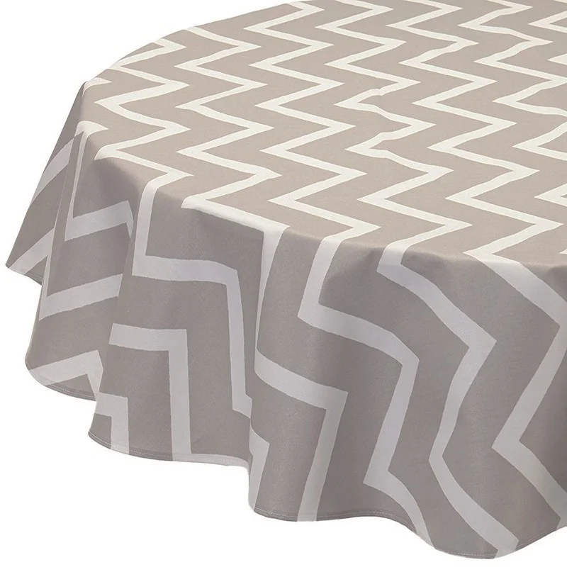 Tischdecke abwaschbar Rund oder Oval Fishgratenmuster Beige - Fleur de Soleil