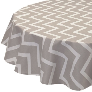 Tischdecke abwaschbar Rund oder Oval Fishgratenmuster Beige - Fleur de Soleil