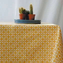 Tischdecke abwaschbar Rund oder Oval Mosaik Gelb - Fleur de Soleil