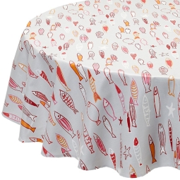 Wipe clean tablecloth Fish red round or oval
