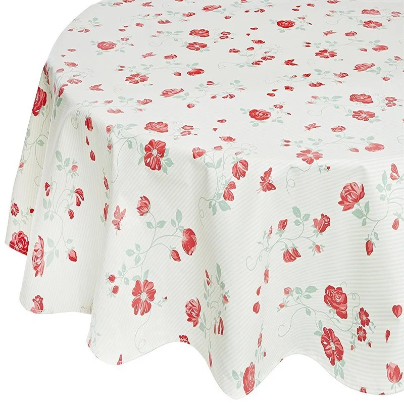 Tischdecke abwaschbar Rund oder Oval Rosa/Grün